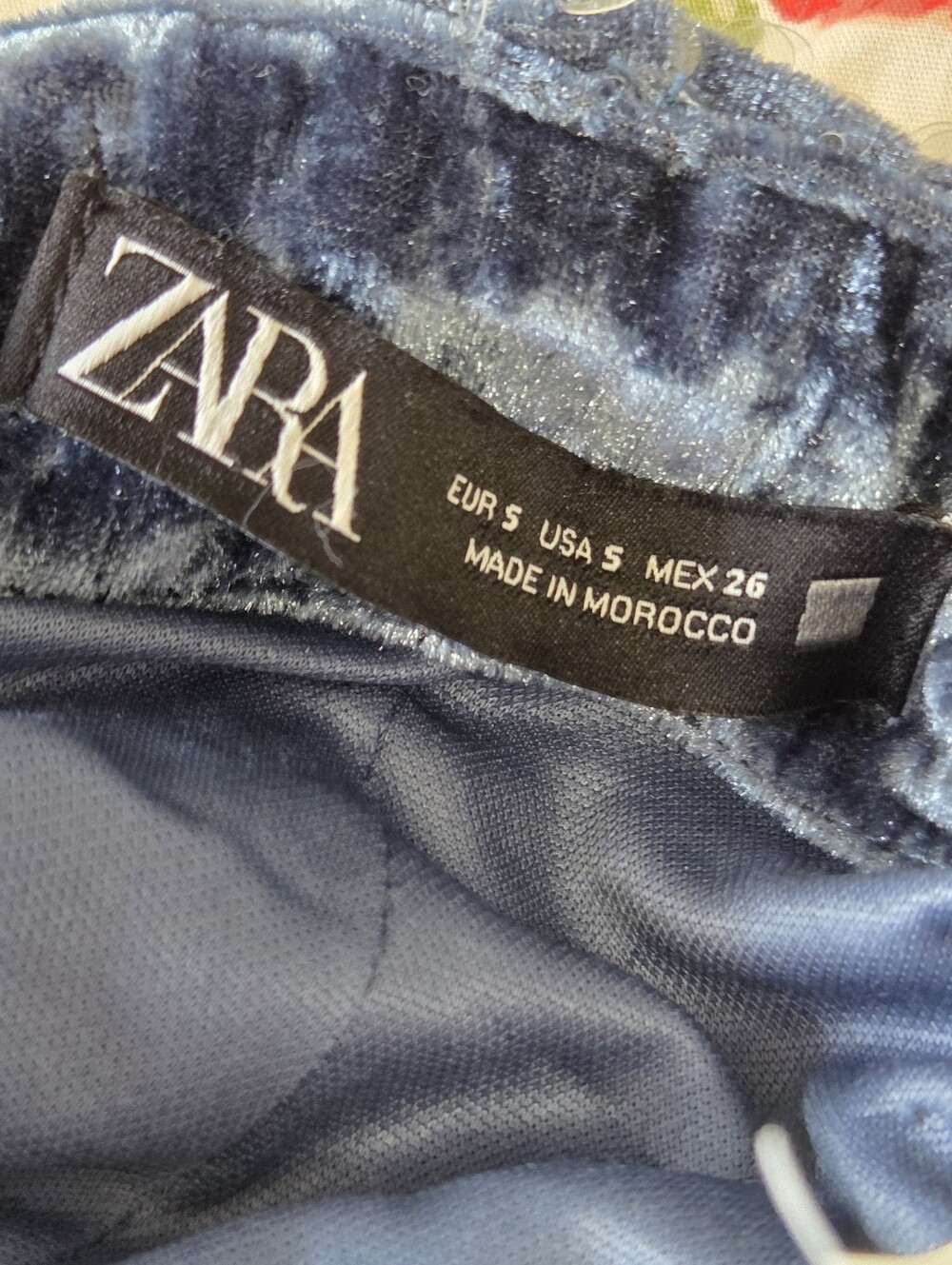 NEW Zara Blue Velvet Sequin Split Hem wide leg pants Sz S Mermaidcore Y2K - Picture 7 of 14